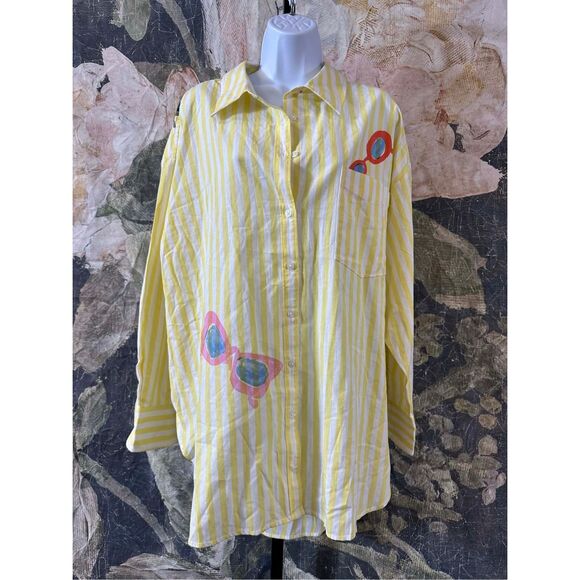 Anthropologie The Bennet Buttondown Shirt by Maeve: Novelty Edition Size XL - Picture 8 of 10